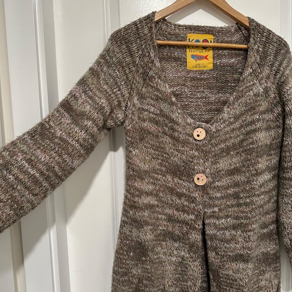 Kooi | Kooi Knitwear Women’s Large Two Button Cardigan Beige Brown Cream - Picture 5 of 9